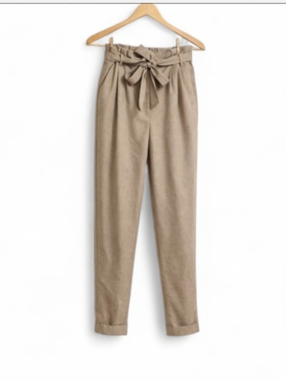 Loft Tie-waist Partial Elastic Waist Trousers Pants Soft Beige Petite Small